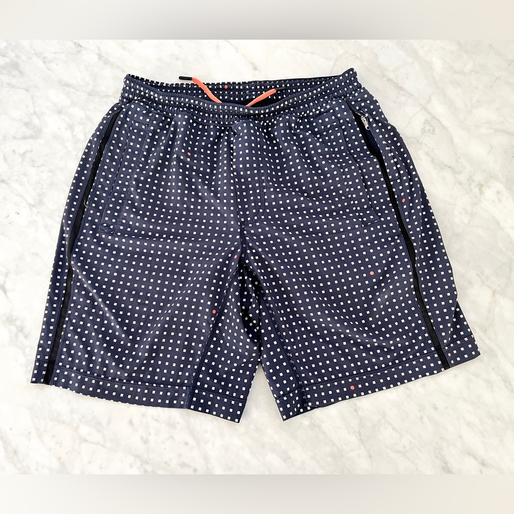 Lululemon Athletica Pace Breaker Liner Shorts - Navy Polka Squares - Men Size L?